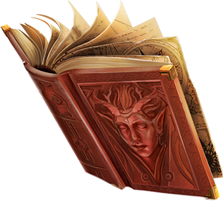 Illustration of an old-style fantasy spellbook